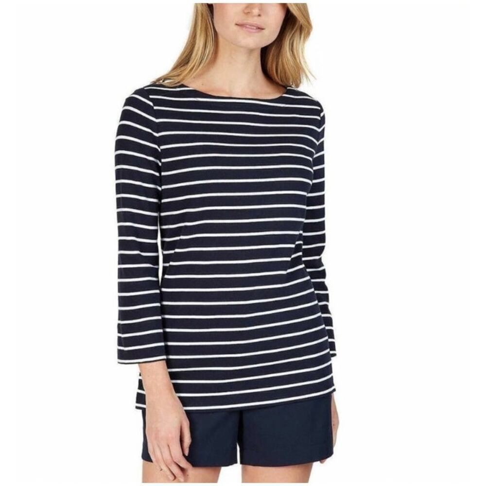 Nautica Women's 3/4 Cuffed Chambray Sleeve Top Size M